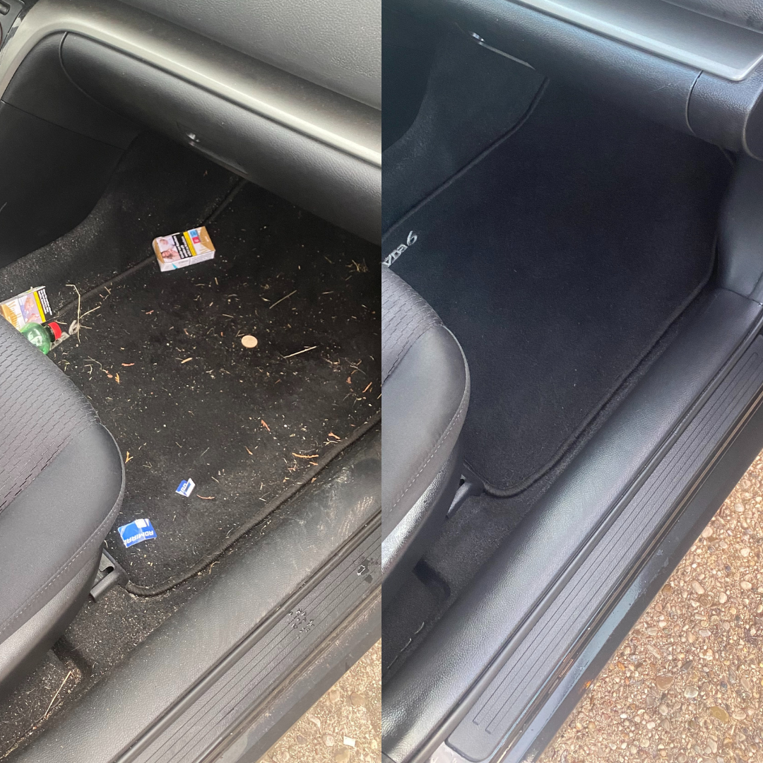 ereinigt und gepflegter Auto-Innenraum nach professioneller Autoaufbereitung – saubere Sitze, frisches Cockpit und makellose Teppiche